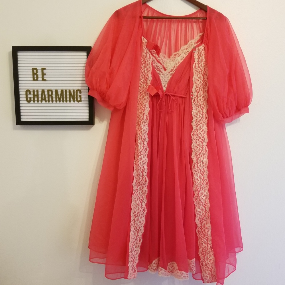 Glam Pink Vintage Nightie & Matched Nightgown